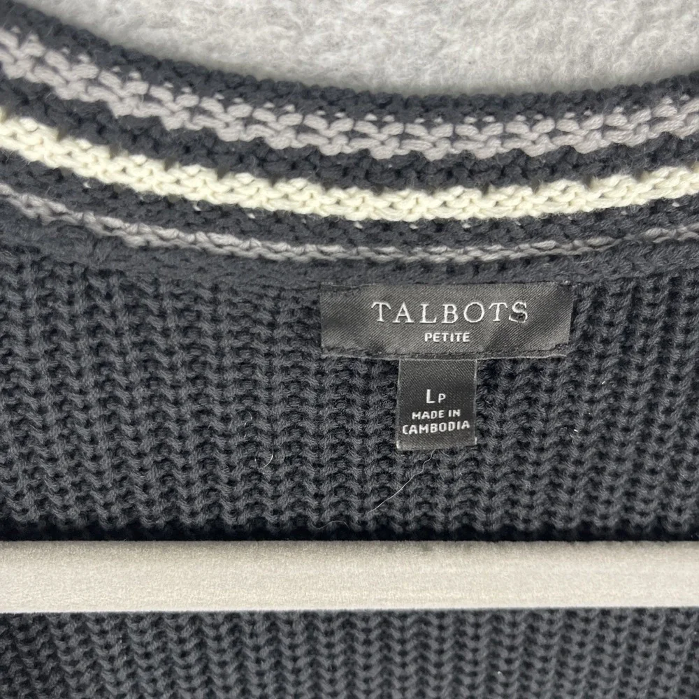 Talbots Black Button Front Cardigan Sweater Womens Petite LP Classic Preppy